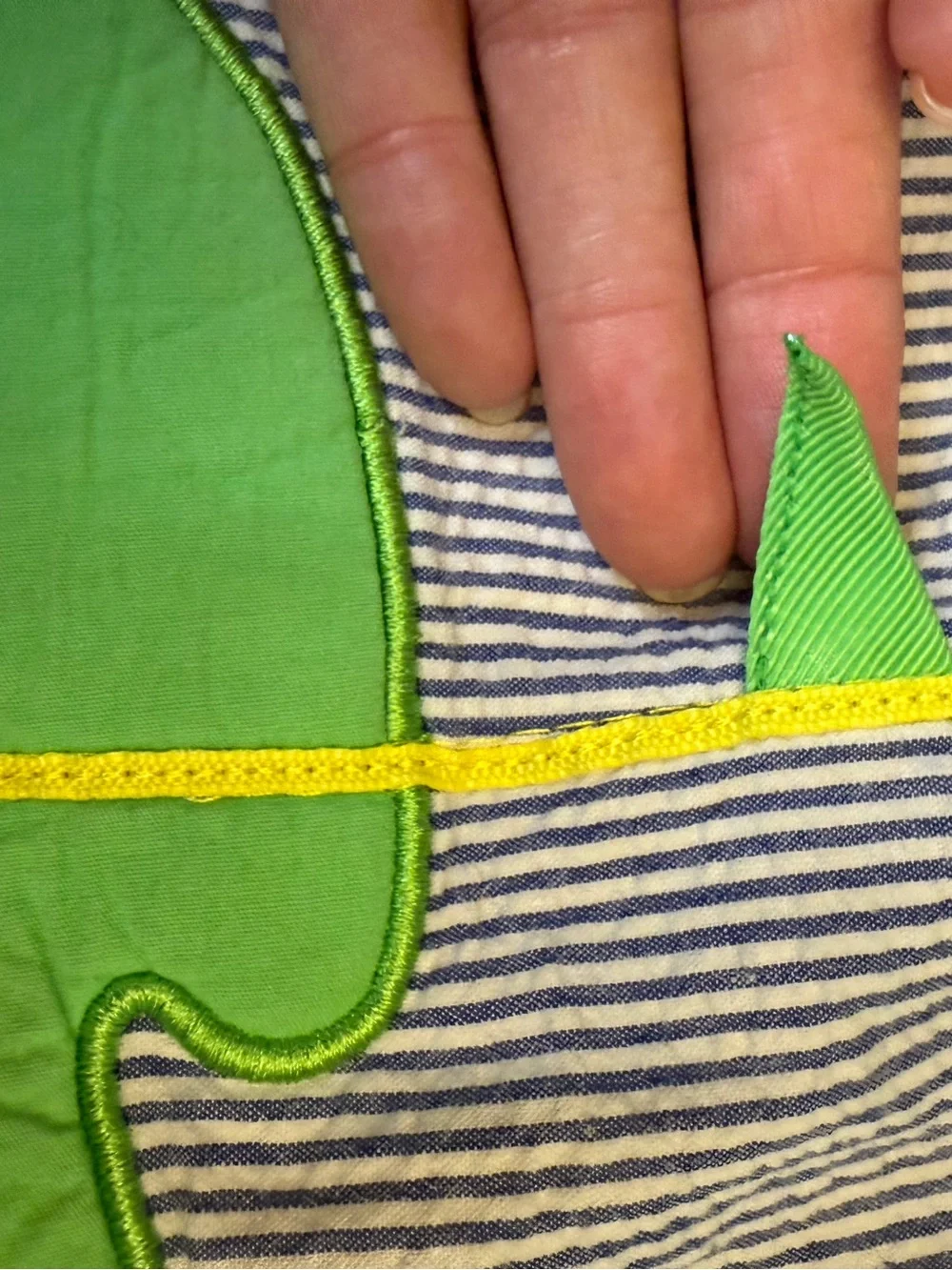 Mudpie Baby Golf Bubble Romper 0-6M Seersucker Blue Stripe Applique VGUC